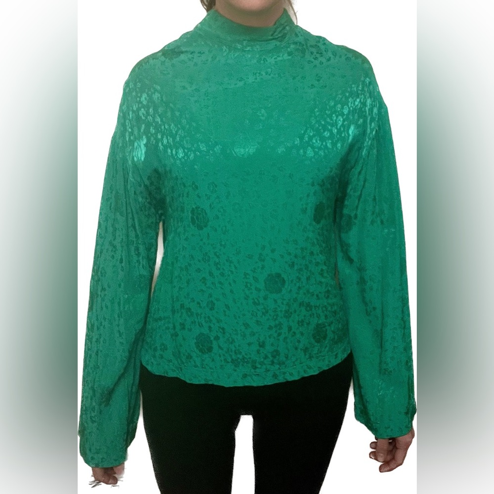 Kelly Green floral print Top Shop blouse